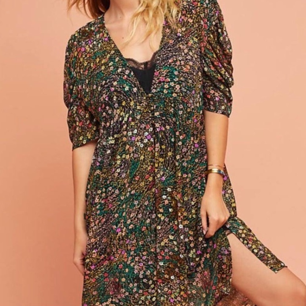 NWT Anthropologie Black Floral Dress